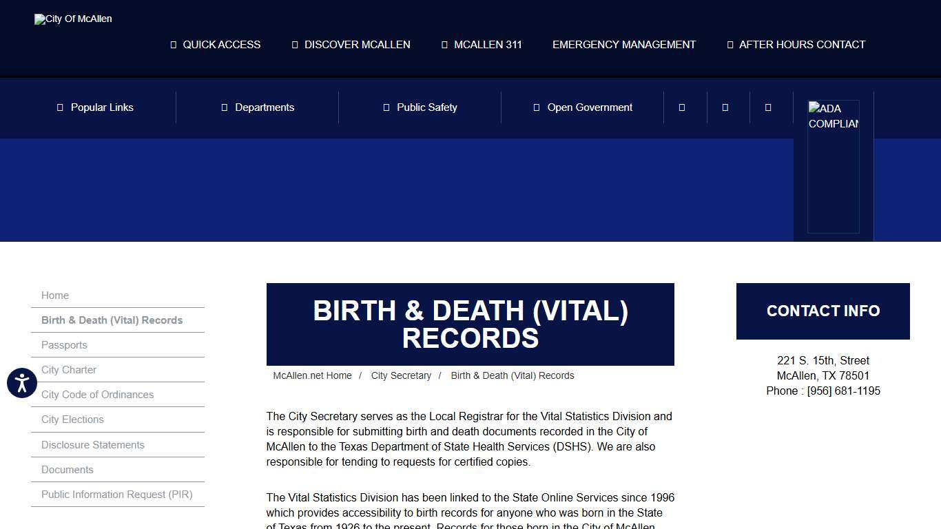 Birth & Death (Vital) Records